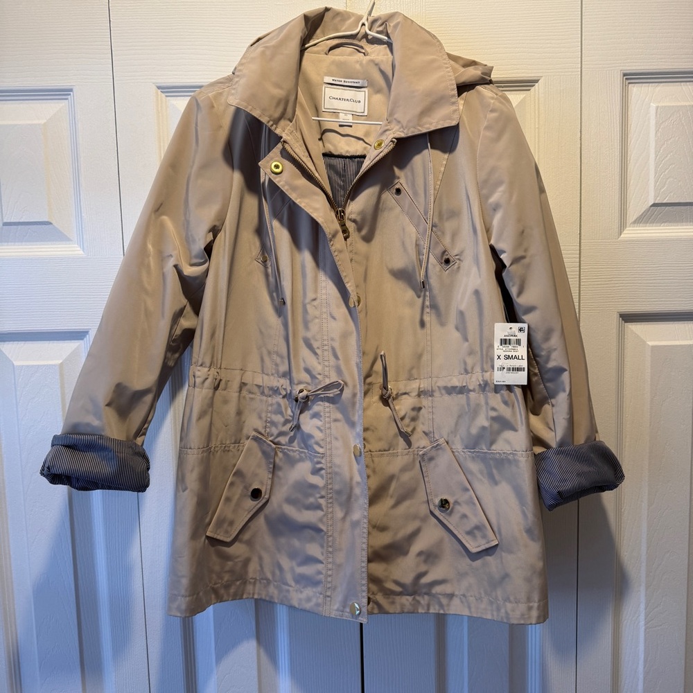 Brand New Charter Club Anorak Beige Raincoat